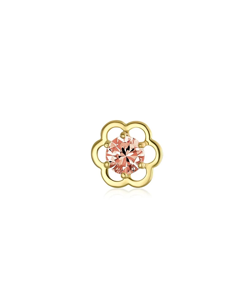 Bling Jewelry Tiny Open Flower Cz Stud Helix Lobe Cartilage 1 Piece Earring Screwback 14K Real Gold 4MM