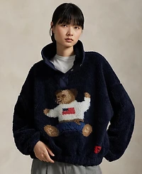 Polo Ralph Lauren Women's Bear High-Pile Fleece Mockneck Sweater