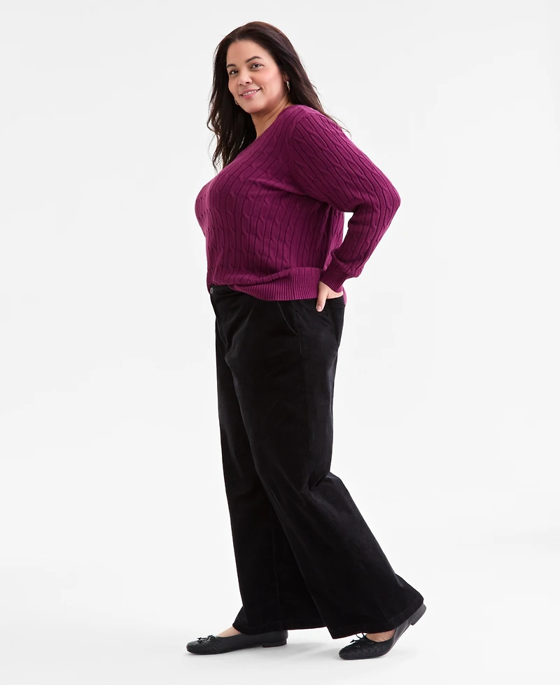 Style & Co Plus Wide-Leg Corduroy Pants, Macy's Exclusive
