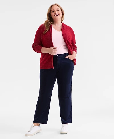 Style & Co Plus High-Rise Straight-Leg Corduroy Pants, Macy's Exclusive