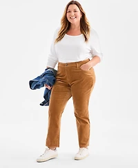 Style & Co Plus Size High-Rise Straight-Leg Corduroy Pants, Macy's Exclusive