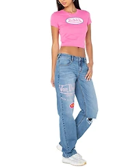 Von Dutch Women's Distressed Straight-Leg Jeans