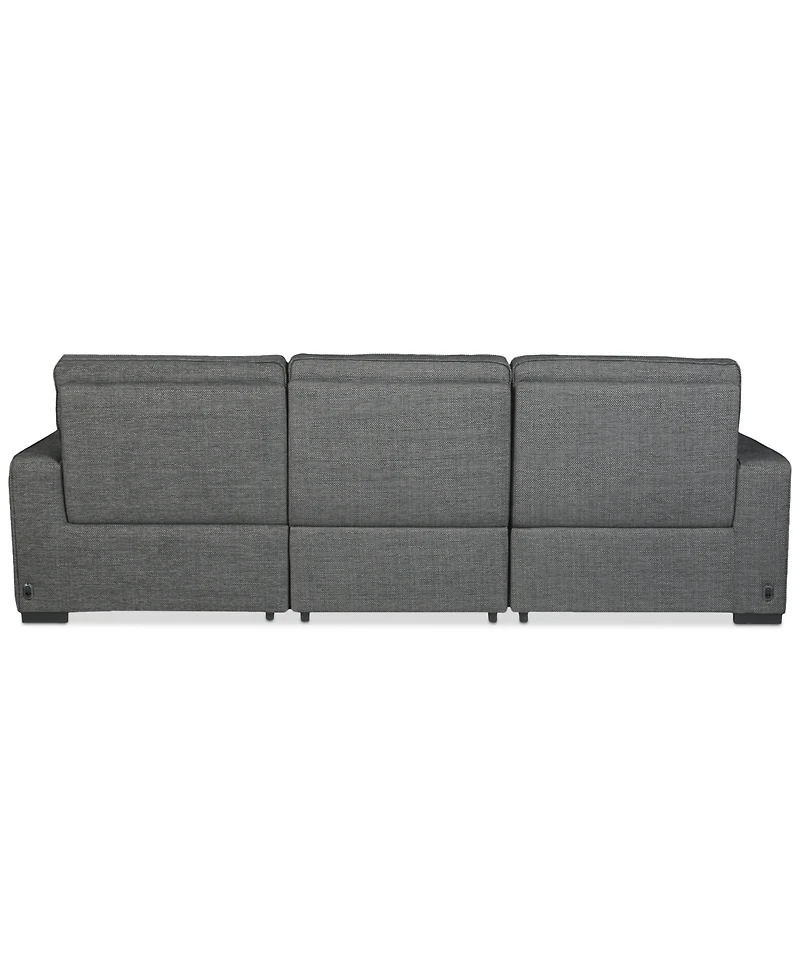 Miren -Pc. Fabric Chaise Sectional with 2 Power Headrest Recliners