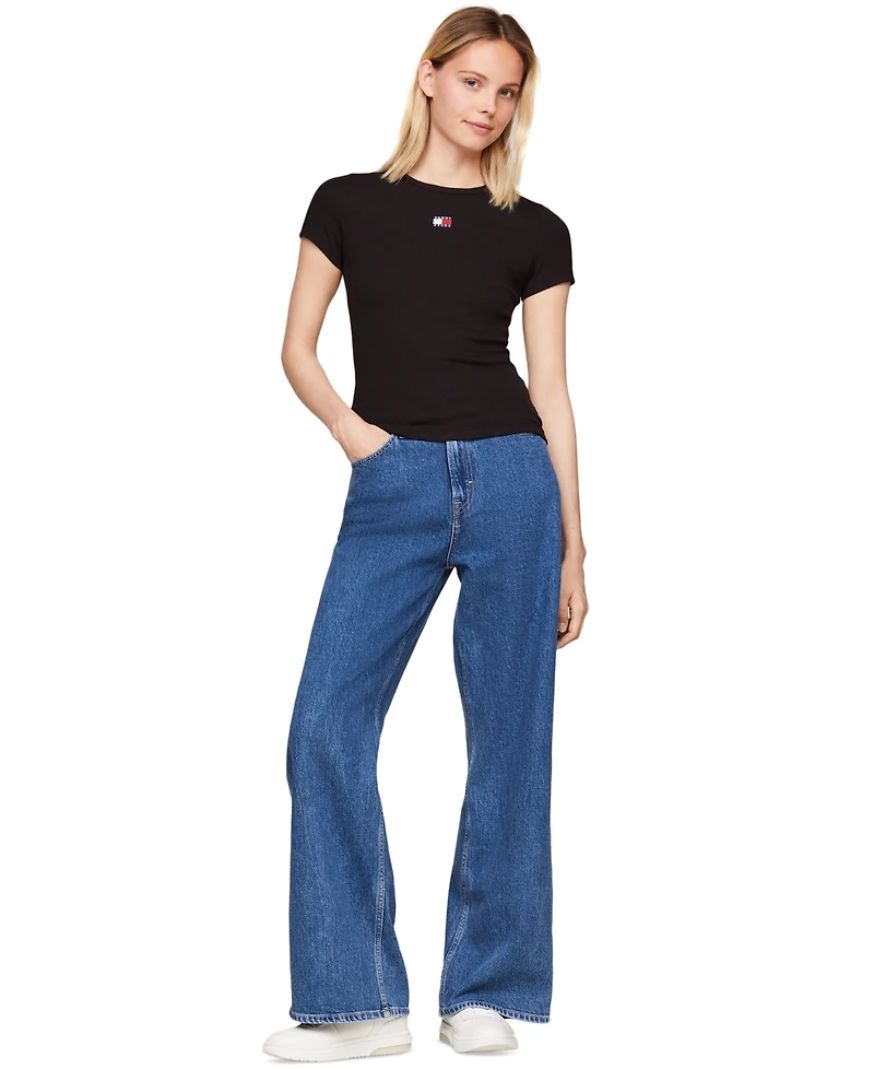 Tommy Jeans Women's Badge Logo Ribbed T-Shirt