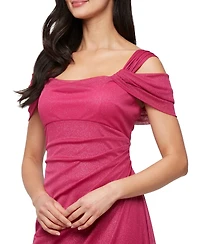 Alex Evenings Plus Draped Cold-Shoulder Dress