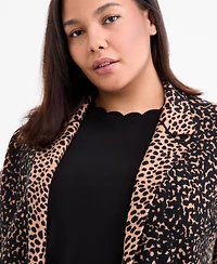 Ak Anne Klein Plus Printed Open-Front Coatigan