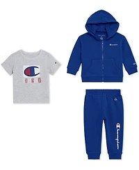 Champion Baby Boys 3-Piece Short Sleeve T-Shirt, Hoodie and Joggers Set