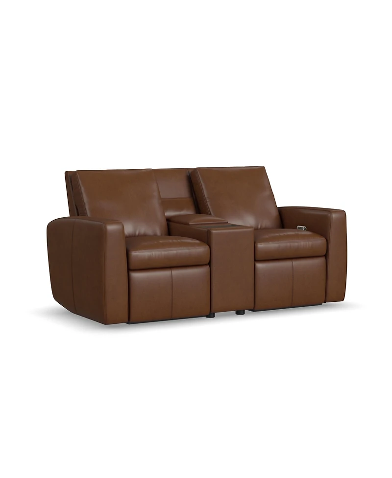Flexsteel Aria 75" Sedona Leather Power Reclining Loveseat with Console