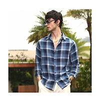 Campus Sutra Men's Navy Blue & Off-White Multi-Checkered Shirt