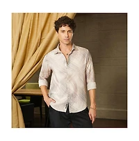 Campus Sutra Men's Saltbox Beige Faded Strokes Shirt