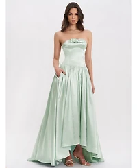 Miss Circle Women's Lael Mint Green Back Button Trailing Gown