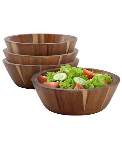 MegaChef 4 Piece 6.75 Inch Acacia Wood Salad Bowl Set