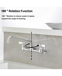 Greenspring 2-Handle Wall Mount Kitchen Faucet With 12 Inch Swivel Spout 8" Center In Polished Chrome