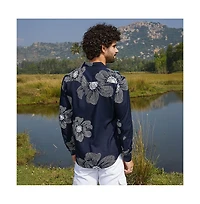 Campus Sutra Men's Navy Blue Maxi-Flora Shirt