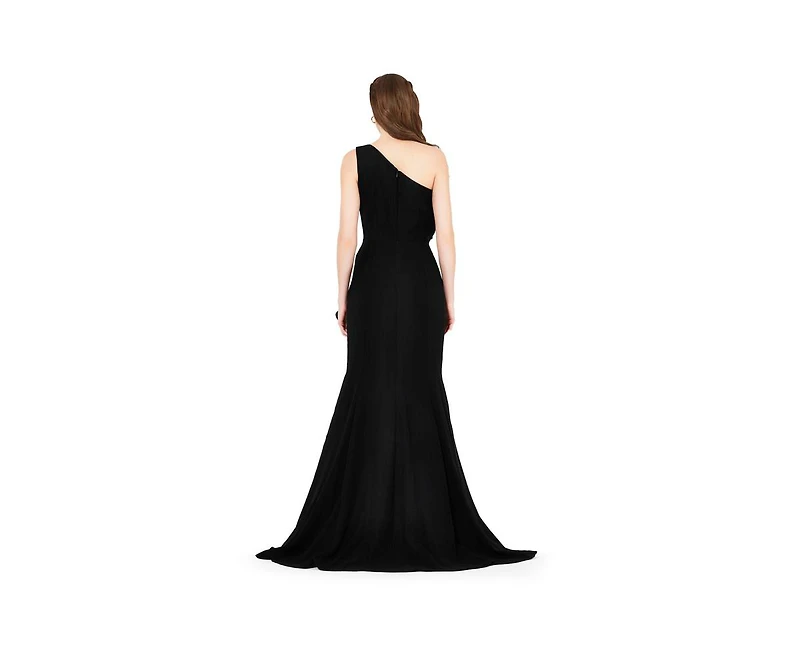 Amri Women's Organza Ruffle Detail Mermaid Crepe Gown