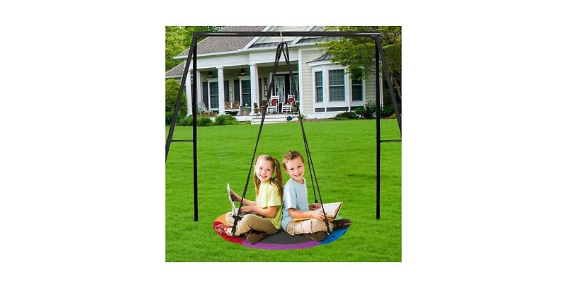 Slickblue Toddler Oxford Fabric Tree Saucer Swing Outdoor Hanging Swing for Backyard and Garden