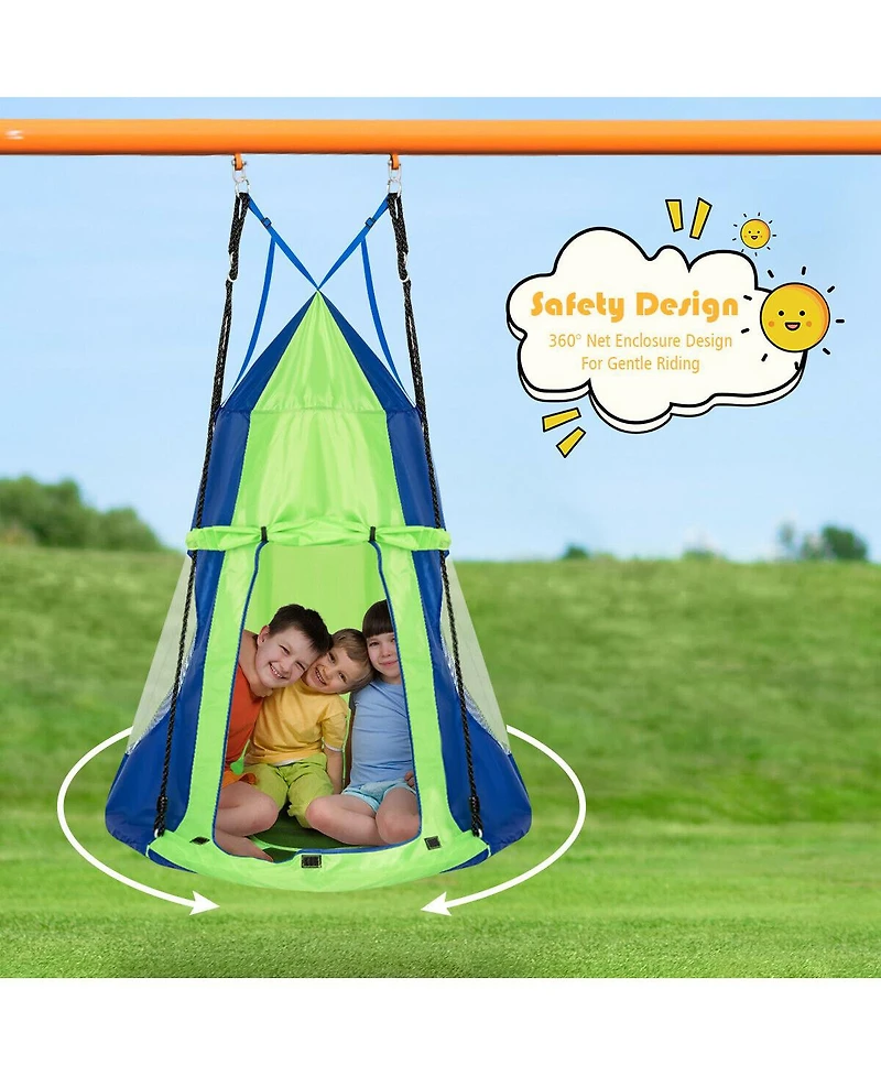 Gymax 40'' Kids Hanging Chair Swing Tent Set Hammock Nest Pod Seat