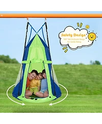 Gymax 40'' Kids Hanging Chair Swing Tent Set Hammock Nest Pod Seat