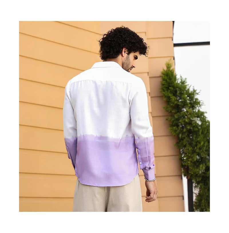 Campus Sutra Men's Lilac Ombre-Plunge Regular Shirt