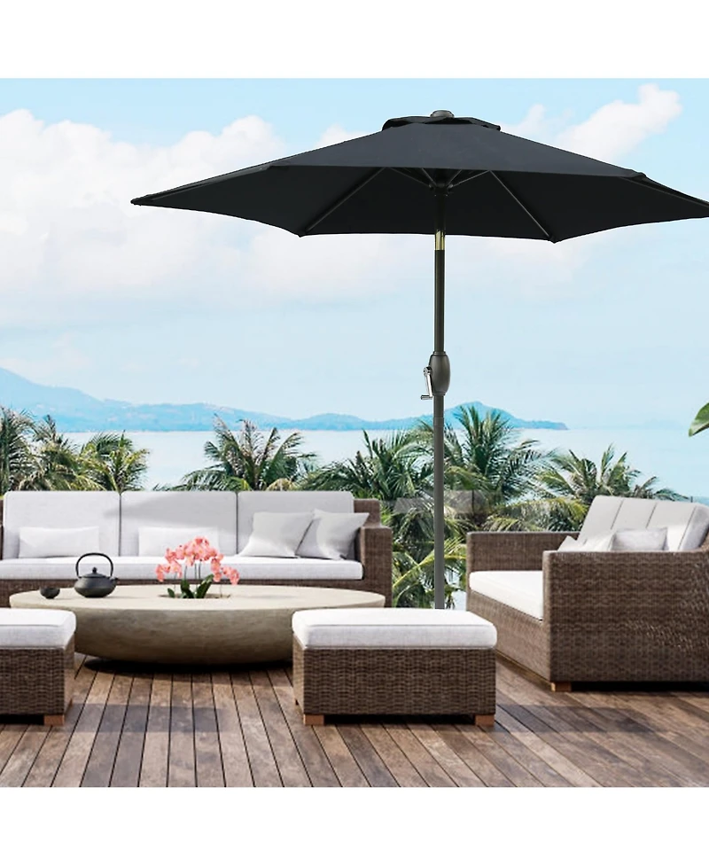 7.5ft 7.5ft Patio Umbrella with Crank and Push Button Tilt, Outdoor Table Market Umbrella with Aluminum Pole