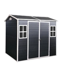 Mondawe 4x8ft Resin Outdoor Storage Shed with Two-Window and Double-Door