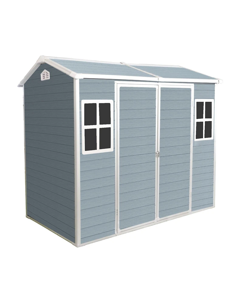 Mondawe 4x8ft Resin Outdoor Storage Shed with Two-Window and Double-Door