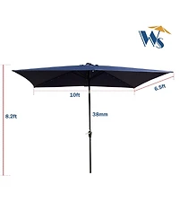 Flynama 10 x 6.5t Rectangular Patio Solar Led Lighted Outdoor Umbrellas with Crank and Push Button Tilt for Garden Backyard Pool Swimming Pool
