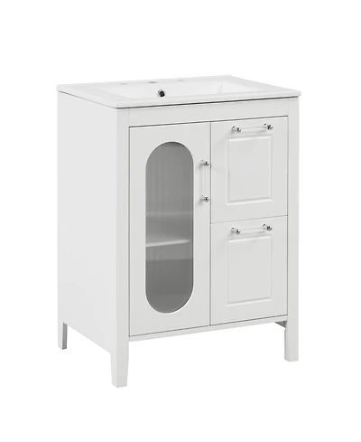 Casainc 24" Bathroom Vanity with Sink, 2 Drawers and Door, Adjustable Shelf