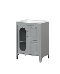 Casainc 24" Bathroom Vanity with Sink, 2 Drawers and Door, Adjustable Shelf