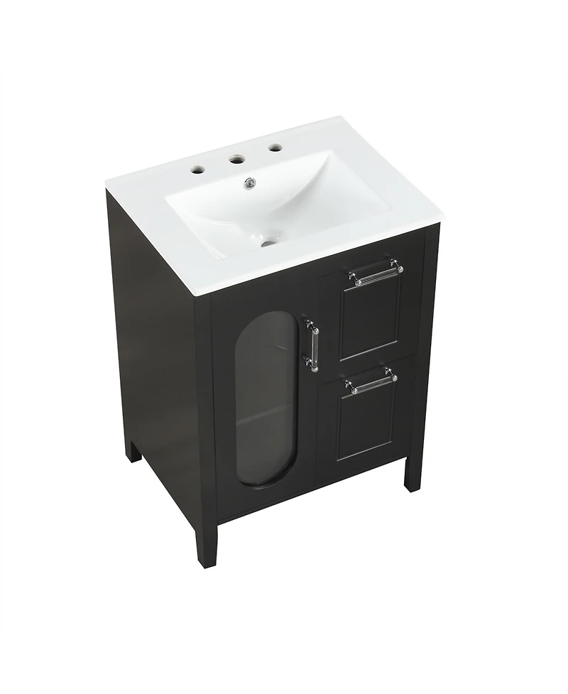 Casainc 24" Bathroom Vanity with Sink, 2 Drawers and Door, Adjustable Shelf