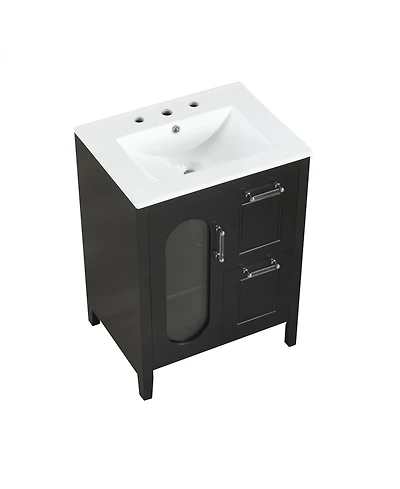 Casainc 24" Bathroom Vanity with Sink, 2 Drawers and Door, Adjustable Shelf