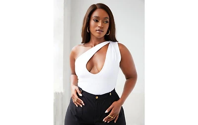 Rebdolls Plus Harley One Shoulder Keyhole Bodysuit