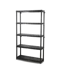 Ram Quality Products Optimo 16 inch 5 Tier Plastic Storage Shelves, Black