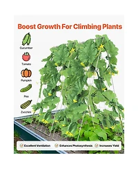 Slickblue Foldable A-Frame Metal Garden Trellis for Climbing Plants Cucumbers and Vegetables