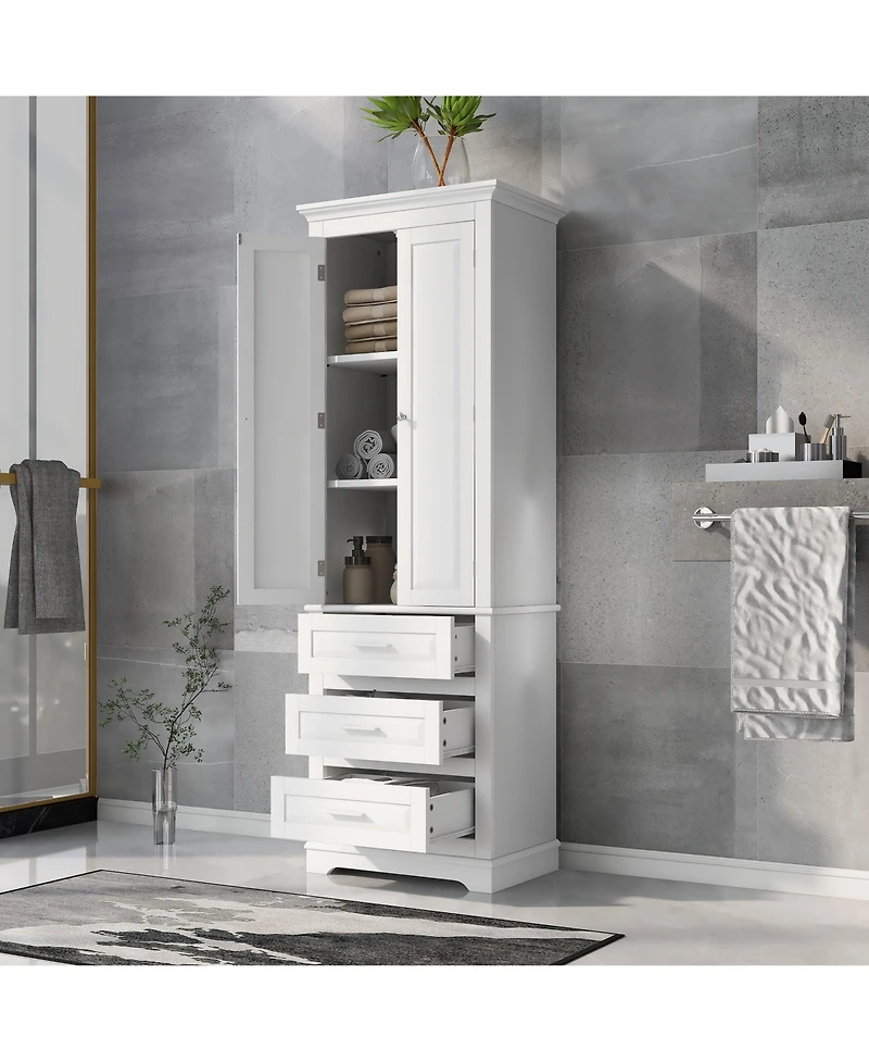 Casainc 70"H Tall Storage Cabinet with 3 Drawers for Bathroom or Office Use