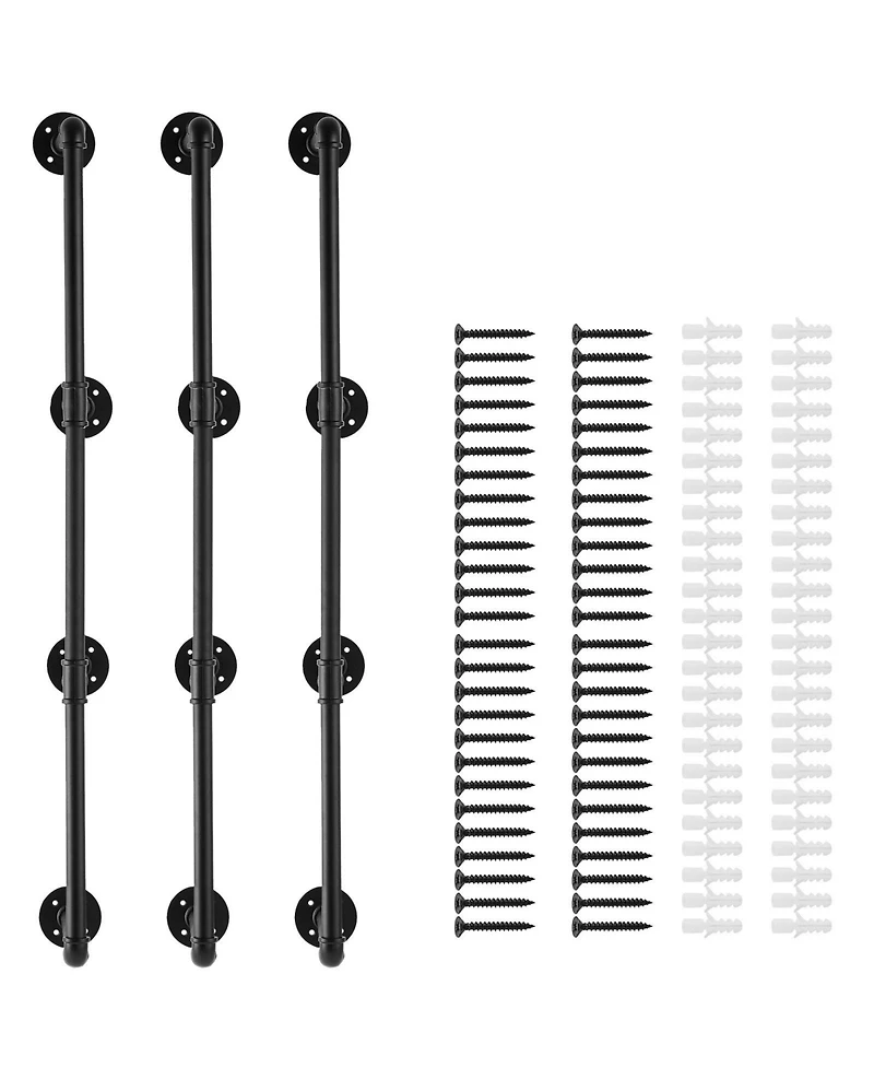Slickblue 4 Tier Industrial Pipe Wall-Mount Shelf Frame 3PCS Without Planks for Custom Storage