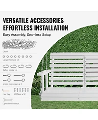Slickblue Sturdy Wooden Swing Bench with Chains for Porch Garden Deck or Courtyard Use