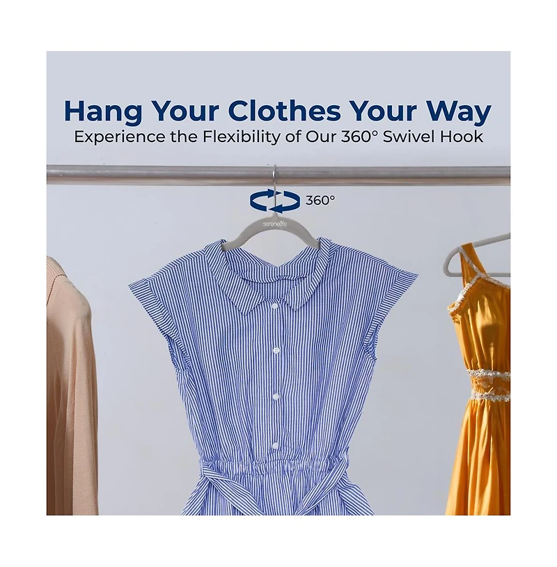 SereneLife 30 Pack Velvet Hangers - Non-Slip, 360° Swivel Hook