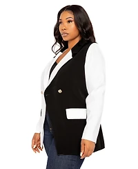 Buxom Couture Plus Contrast Double Breasted Blazer