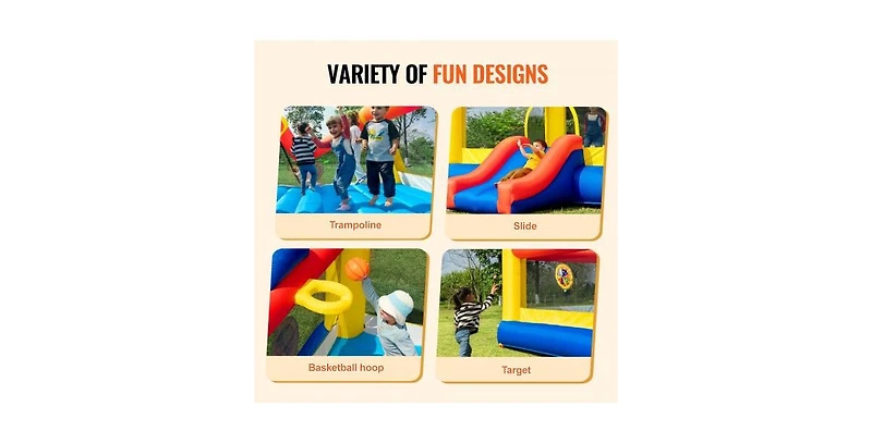 Outdoor Inflatable Bounce House Jumping Bouncer with Slide Blower and Storage Bag