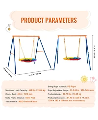 Slickblue Swing Sets for Backyard Saucer Swing Seat A-Frame Metal Stand
