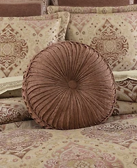 J Queen New York Weston Tufted Round Decorative Pillow, 15" Round