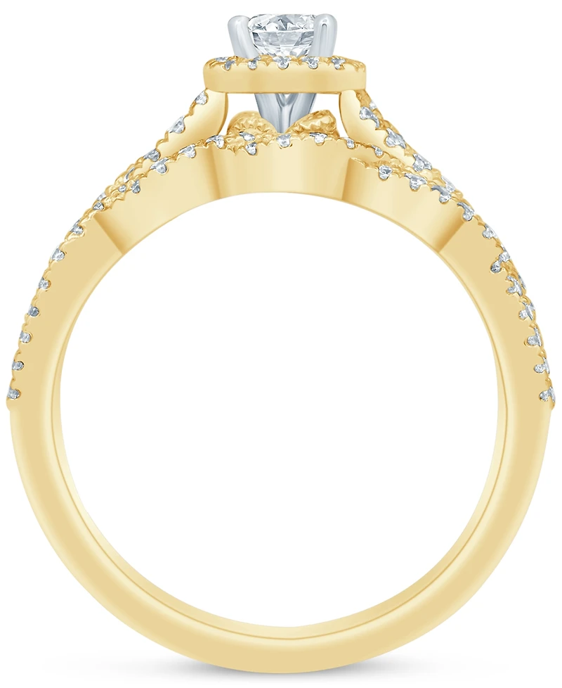 Diamond Halo Braid Style Bridal Set (3/4 ct. t.w.) in 14k Gold