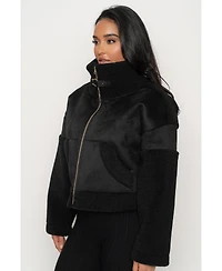 Jluxlabel Women's Suede And Sherpa Jacket