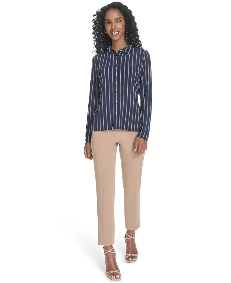 Tommy Hilfiger Women's Striped Knit Long-Sleeve Shirt