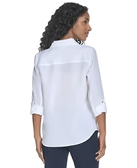 Tommy Hilfiger Women's Slim-Fit Roll-Tab-Sleeve Shirt