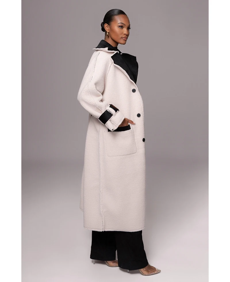 Jluxlabel Women's Suede And Sherpa Reversible Coat