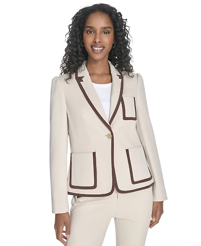 Tommy Hilfiger Women's Contrast-Trim One-Button Blazer