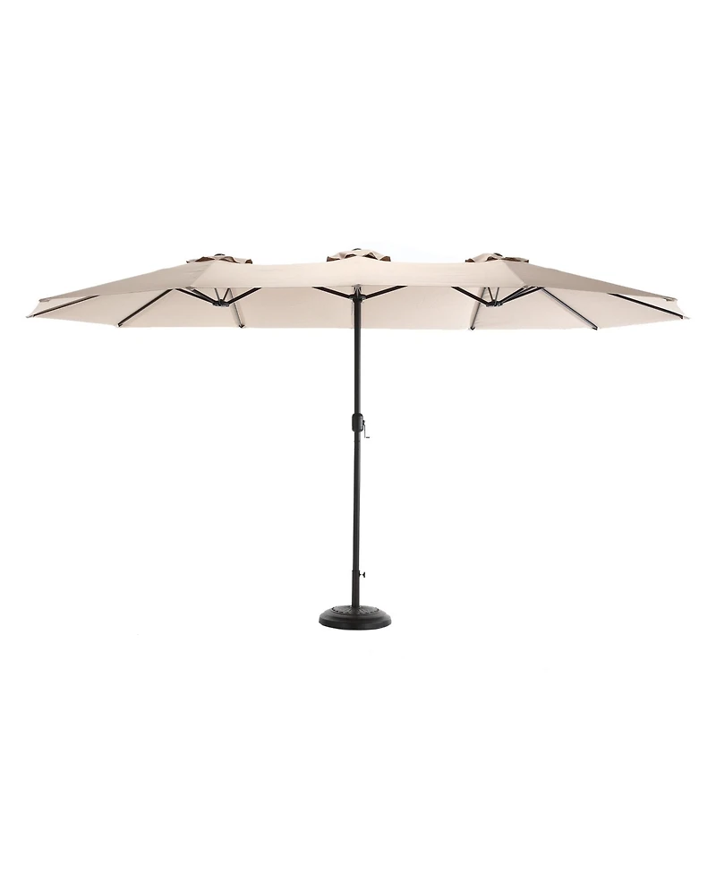 15 Ft Double Sided Rectangular Patio Umbrella with Crank Khaki