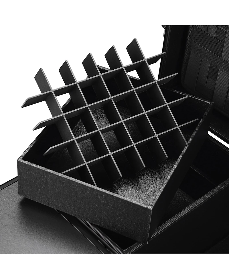 Byootique Aluminum Rolling Nail Table with Train Case Cosmetic Organizer Black
